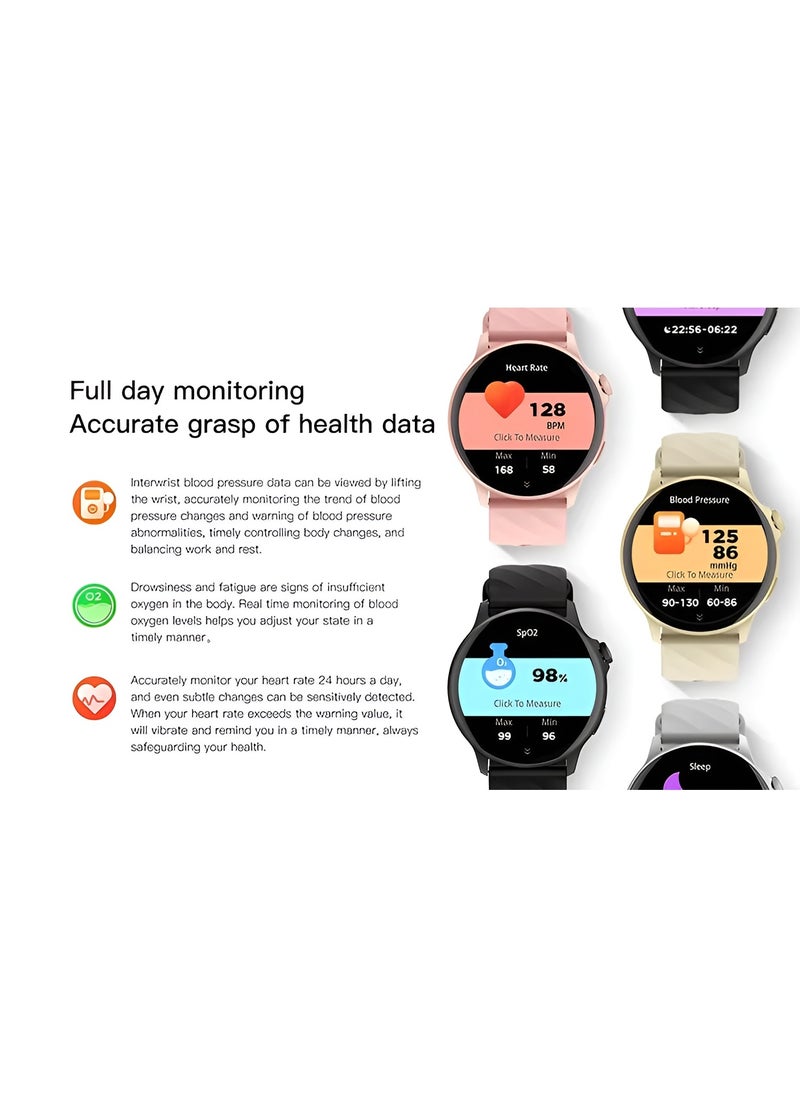 WP02 Smart Watch, Water Resistant to 1.5 Meters, Long-Lasting Battery with Charging Cable, Daily Activity and Health Monitoring, 2 Straps-black