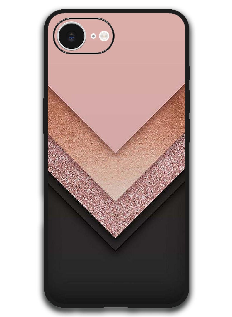 Theodor Case Compatible with Apple iPhone 17e / 16e 6.1 Inch Protection Shockproof Bumper Cover - Black Golden & Pink - Image 1