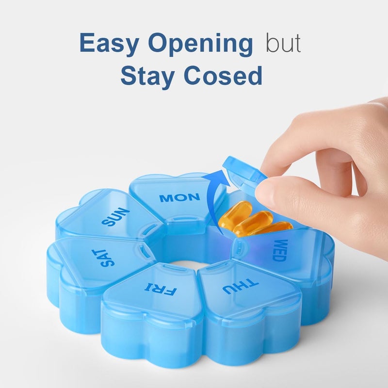 KAPENS Large Weekly Pill Organizer, Pill Box 7 Day, Daily Vitamin Case Large Capacity Compartments, Pill Containers for Fish Oil Medicine Supplements, Blue - Image 4