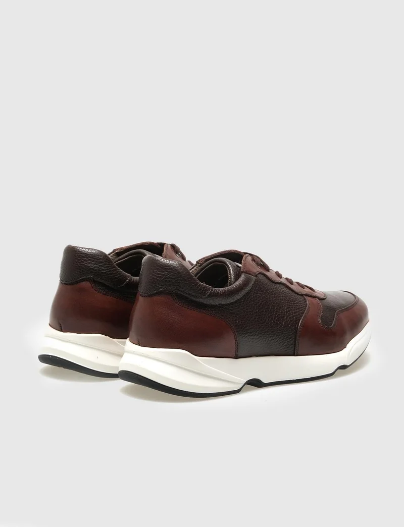 كاباني Leather Brown Lace-Up Men's Sports Shoes
