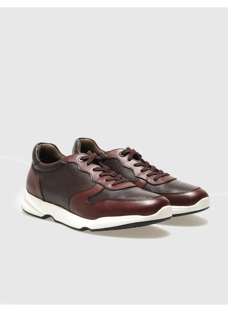 كاباني Leather Brown Lace-Up Men's Sports Shoes