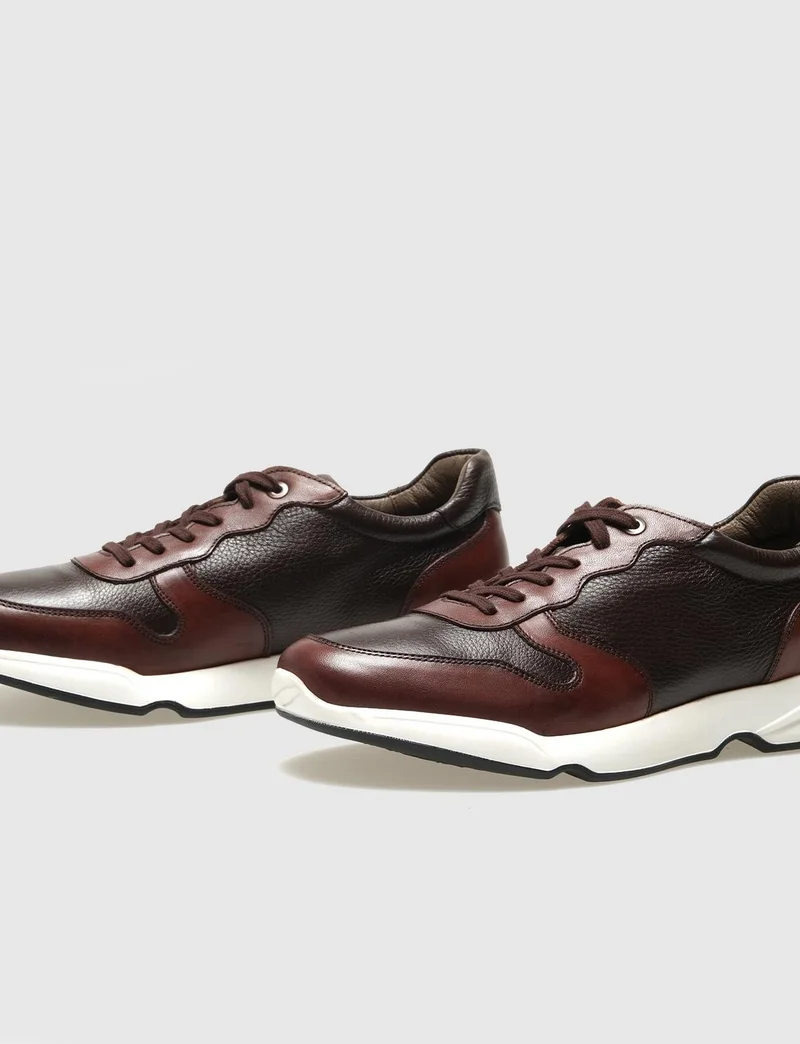 كاباني Leather Brown Lace-Up Men's Sports Shoes