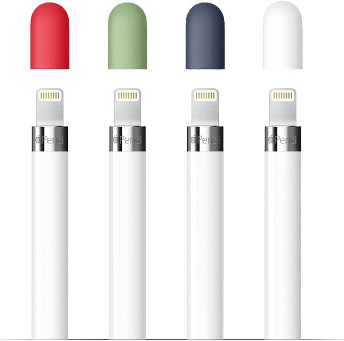 FRTMA Compatible with Apple Pencil Cap, 4 Colors Combo - Midnight Blue/White/Mint/Red - Image 1