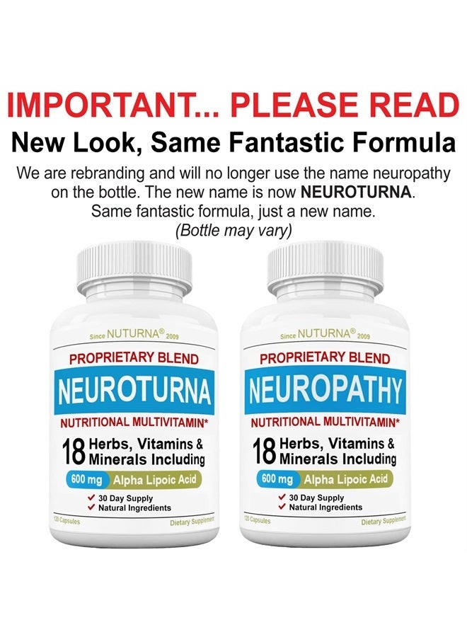 Nuturna Neuropathy Nerve Nutritional Blend with 600 mg Alpha Lipoic Acid - Benfotiamine, Peripheral, Feet, Hand Fingers Legs Toe, Best Maximum Strength Natural Renew Vitamins 120 Pills - Image 2