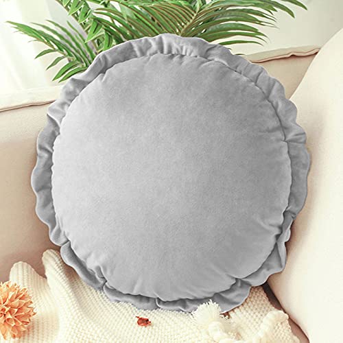 Peach Cuddle Round Couch Throw Cushion Pillow for Living Room Décor (Pack of 1, 43x43 cm, Grey) Couch Cushions, Bedroom décor, kidsroom décor, Patio Cushion, Floor Cushion - Image 1