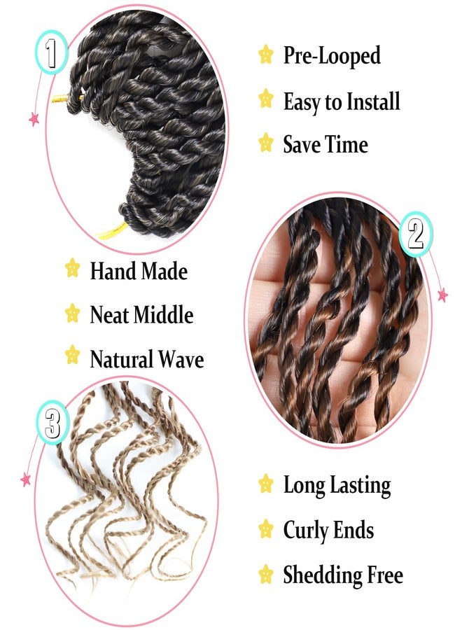 VIOLET Ombre Wavy Senegalese Twist Crochet Hair with Curly Ends 12 Inch Pre Looped Short Crochet Hair 8 Packs Curly Crochet Hair for Black Women Synthetic Crochet Braids 120 Strands Kinky Twist Hair(1B3027) - Image 3