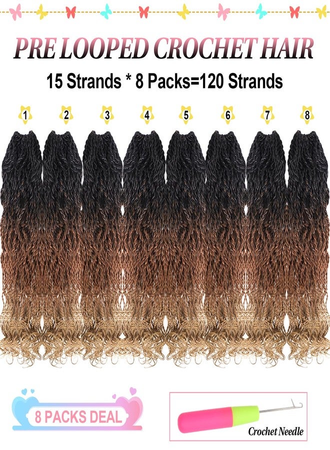 VIOLET Ombre Wavy Senegalese Twist Crochet Hair with Curly Ends 12 Inch Pre Looped Short Crochet Hair 8 Packs Curly Crochet Hair for Black Women Synthetic Crochet Braids 120 Strands Kinky Twist Hair(1B3027) - Image 4