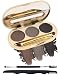 LYSdefeu Eyebrow Powder Makeup Kit3 Colors Eye Brow Tinting Powder Palette for Women Eyebrows LongLasting Waterproof Dark Grey Black Brown Brow Filler Enhance Define Brows With Mirror Brow Tool Set 02 - Image 2