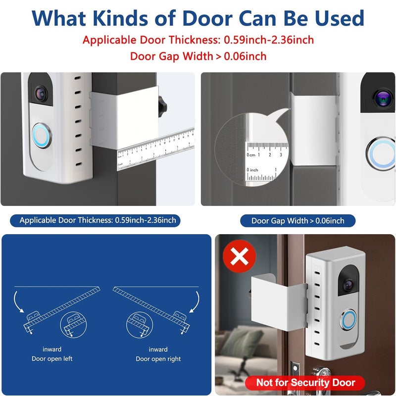 KIMILAR Anti-Theft Video Doorbell Mount Compatible with Ring/Blink Video Doorbell (Not for Blink 2025 ver.), Adjustable Mounting Bracket Accessories for Houses, Apartments, Not for Security Door - Image 3