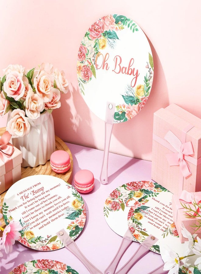 Burbell 50 Pcs Floral Baby Shower Party Favors for Guests Pink Flower Baby Shower Plastic Hand Fans Handheld Fans Cute Thank You Gifts for Girl Boy Gender Reveal Party Supplies - Image 3