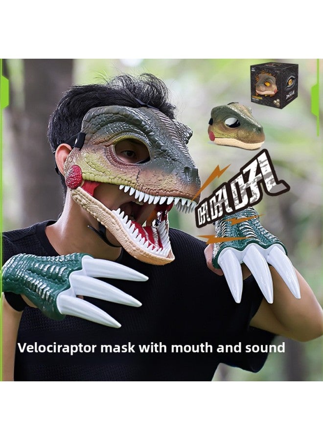 Loquat Prank Tyrannosaurus Rex Dinosaur Mask Headset Toy Plastic Stegosaurus Velociraptor Brachiosaurus Cosplay Accessories-Color:Velociraptor Mask-Yellow - Image 5