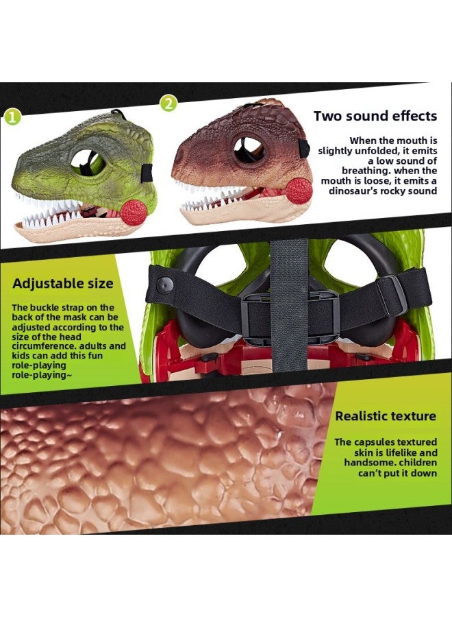 Loquat Prank Tyrannosaurus Rex Dinosaur Mask Headset Toy Plastic Stegosaurus Velociraptor Brachiosaurus Cosplay Accessories-Color:Velociraptor Mask-Yellow - Image 4