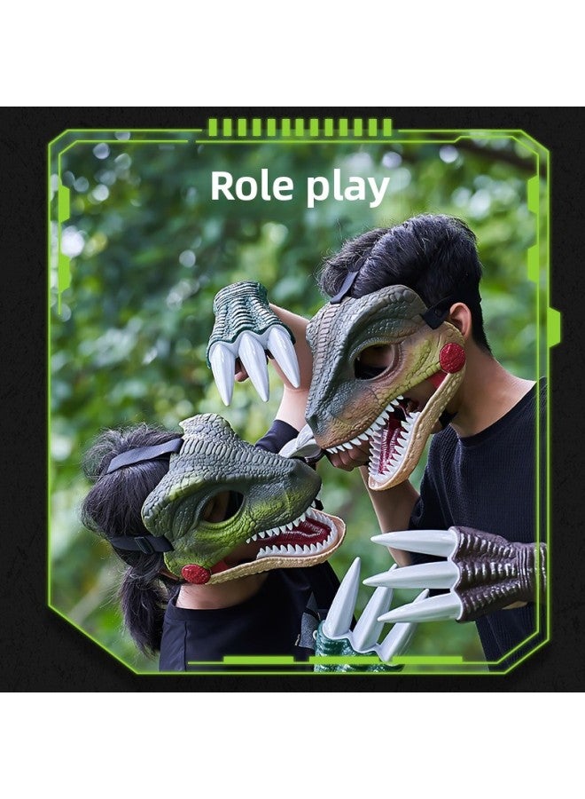 Loquat Prank Tyrannosaurus Rex Dinosaur Mask Headset Toy Plastic Stegosaurus Velociraptor Brachiosaurus Cosplay Accessories-Color:Velociraptor Mask-Yellow - Image 2
