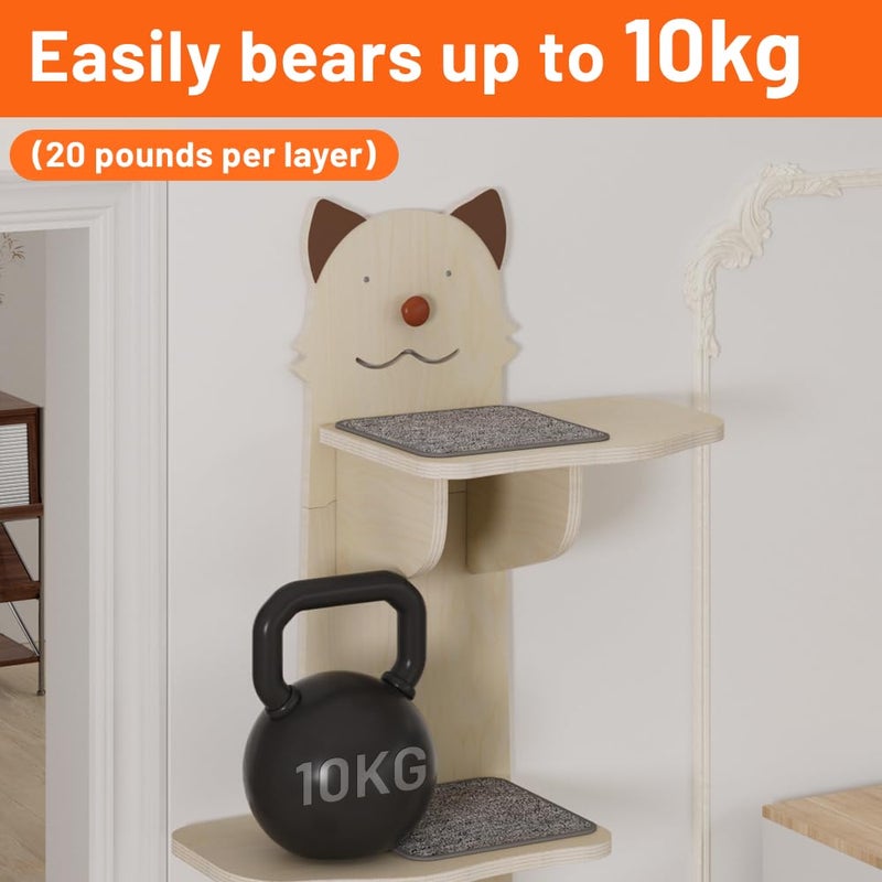 Vissmarta Cat Wall Mount Mounted Floating Shelves Shelf Perch Furniture Perch Hammock Climber Climbing Tree Indoor Large Wall-Mounted Steps Cat Climb Perches Solid Wood Hammock - Image 3