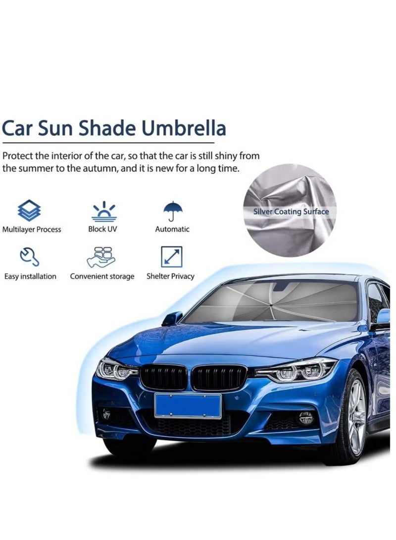 راكسوم مظلة واقية من الشمس للزجاج الأمامي للسيارة، مظلة للزجاج الأمامي للسيارة قابلة للطي، درع بريلا للسيارة، مظلة للسيارة تحمي السيارة من أشعة الشمس فوق البنفسجية والحرارة - Image 2