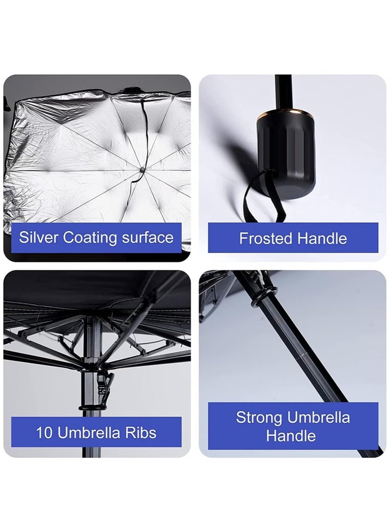 راكسوم مظلة واقية من الشمس للزجاج الأمامي للسيارة، مظلة للزجاج الأمامي للسيارة قابلة للطي، درع بريلا للسيارة، مظلة للسيارة تحمي السيارة من أشعة الشمس فوق البنفسجية والحرارة - Image 5