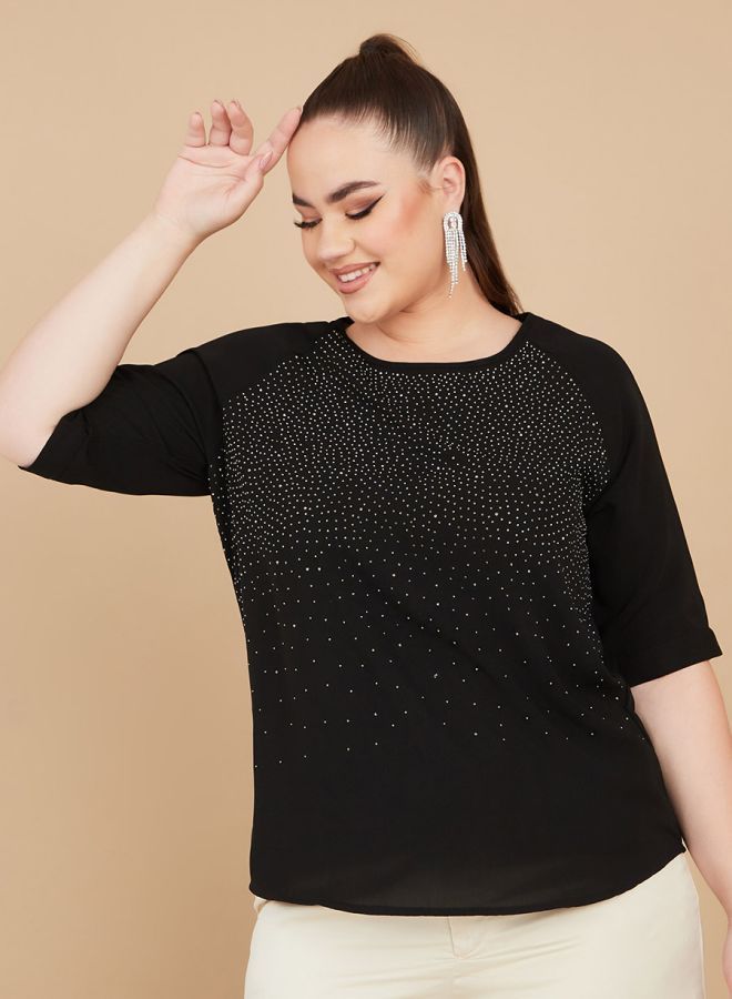 Styli Plus Embellished Raglan Sleeves Top - Image 3