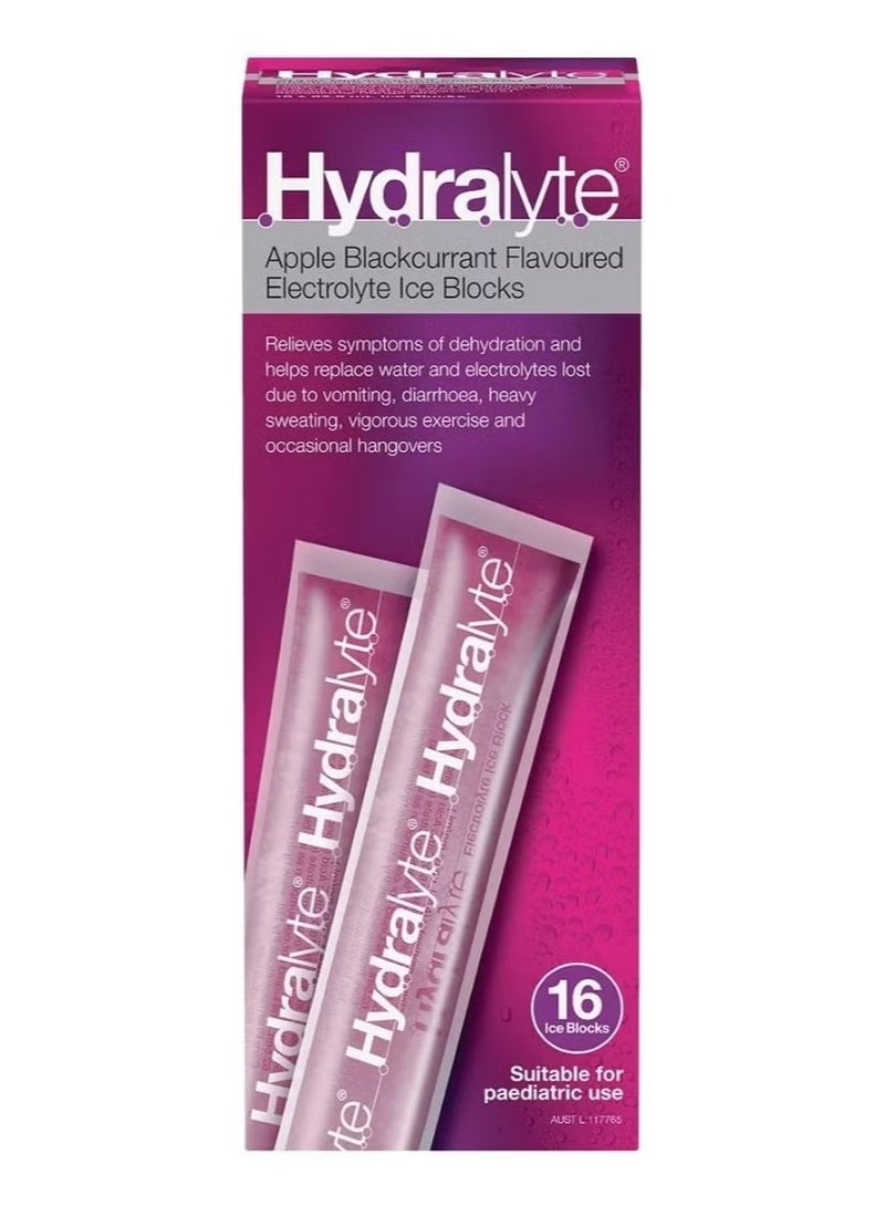Hydralyte Electrolyte Ice Blocks Apple Blackcurrant 16S