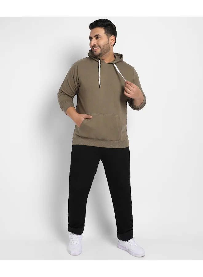 Instafab Plus Instafab Plus Men's Olive Green Basic Hoodie With Kangaroo Pocket