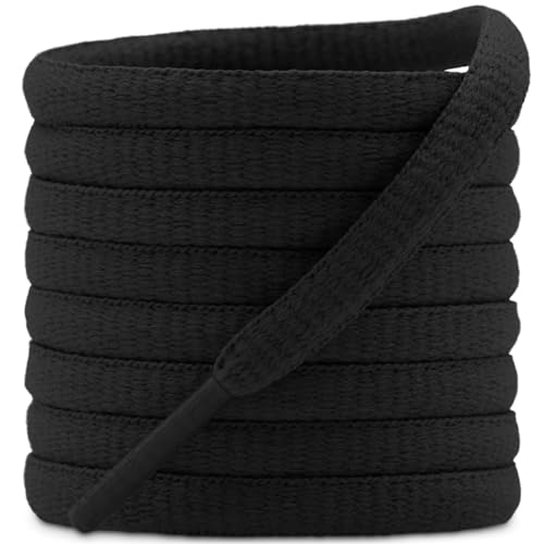 DELELE 2Pair Oval Shoes laces 42 Colors Half Round 1/4" Athletic ShoeLaces for Sport/Running Shoes Shoe Strings Black -45 inch - Image 1