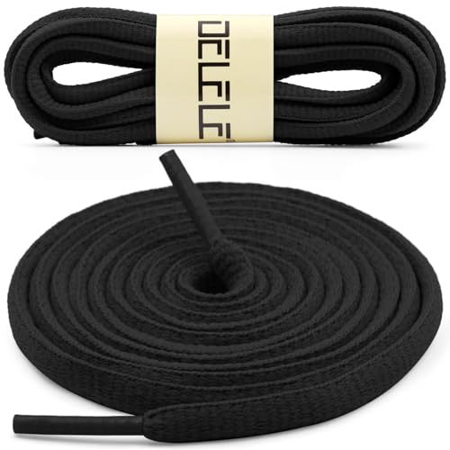 DELELE 2Pair Oval Shoes laces 42 Colors Half Round 1/4" Athletic ShoeLaces for Sport/Running Shoes Shoe Strings Black -45 inch - Image 2
