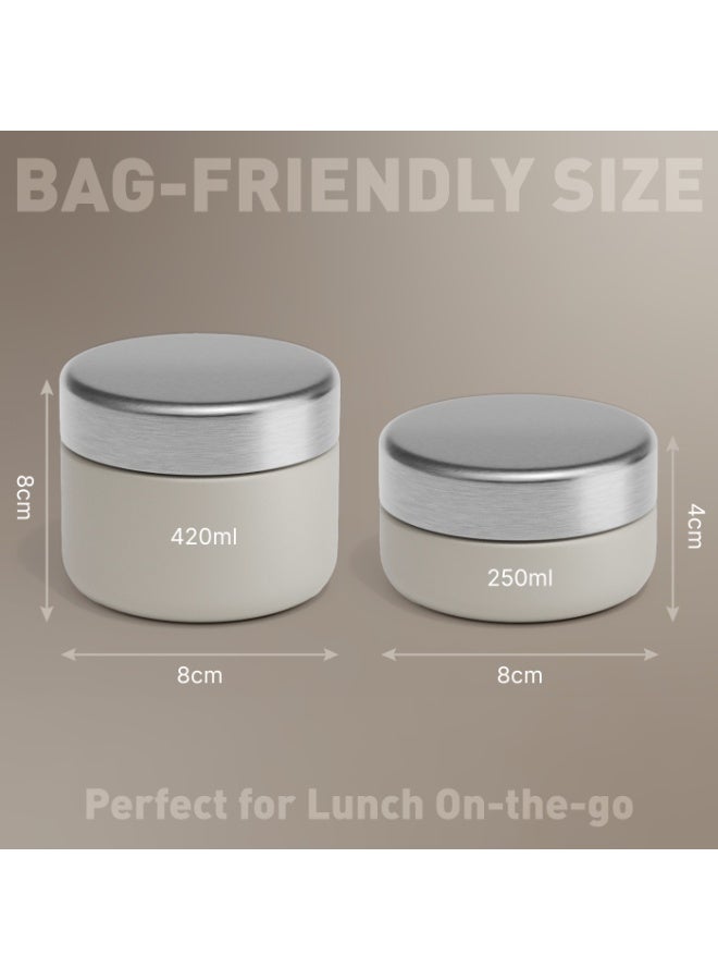 BEOLA Set of 2 Single Wall Stainless Steel Food Jars, Stainless Steel Lunch Box, Food Containers for Lunch On-the-go, Tiffin for Adults or Kids, Perfect for School or Office, BPA FREE (Sand Dune) - Image 3