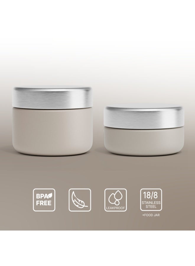 BEOLA Set of 2 Single Wall Stainless Steel Food Jars, Stainless Steel Lunch Box, Food Containers for Lunch On-the-go, Tiffin for Adults or Kids, Perfect for School or Office, BPA FREE (Sand Dune) - Image 5