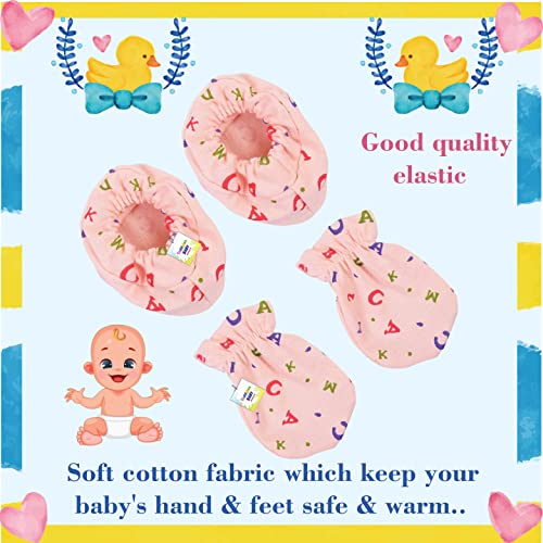 Toddylon Baby Mitten and Booties Set New Born Cotton Printed Gloves & Socks Combo (Light Multicolor, 0-6 Months) - Image 4