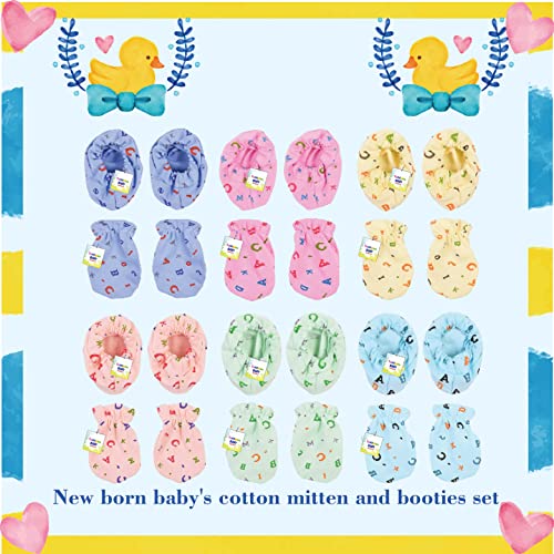 Toddylon Baby Mitten and Booties Set New Born Cotton Printed Gloves & Socks Combo (Light Multicolor, 0-6 Months) - Image 2