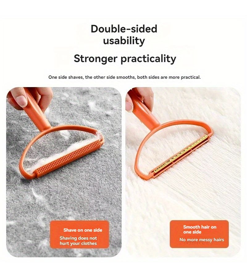 2 Pieces Dual Sided Manual Fabric Lint Remover Portable Handheld Clothes Shaver Orange Teal Handles No Battery Needed Home Use Modern Aesthetic Durable Construction - Image 5
