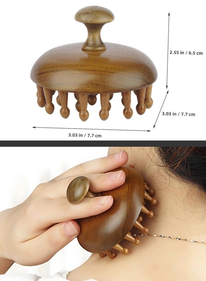 GlamKit Wood Scalp Massage Comb Handheld Hair Massager Massage Tool for Body Relief - Image 4