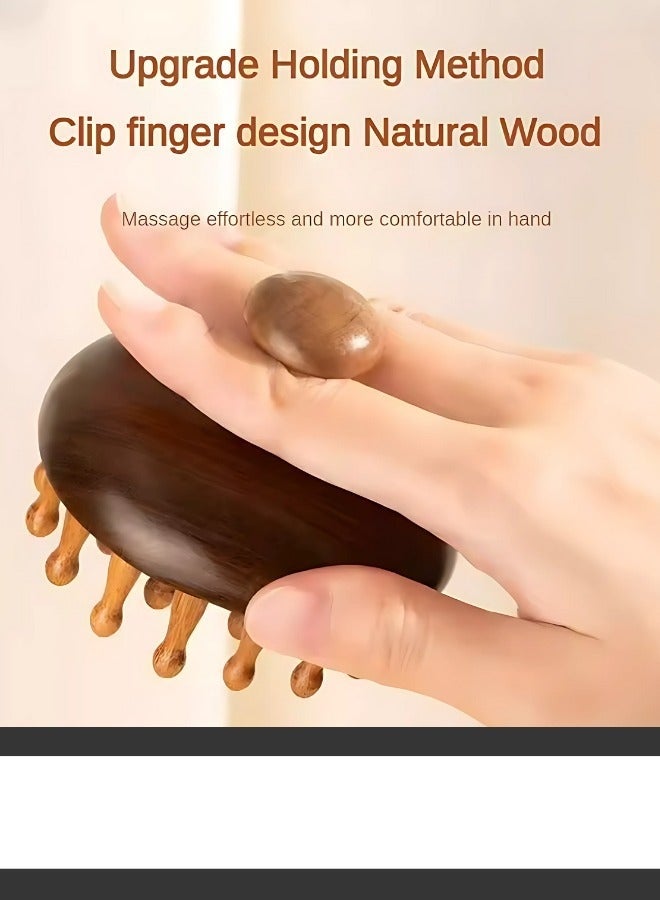 GlamKit Wood Scalp Massage Comb Handheld Hair Massager Massage Tool for Body Relief - Image 3