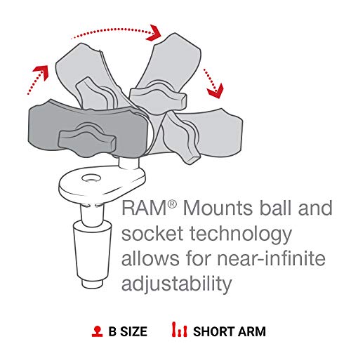 RAM Mounts حامل الهاتف الكبير RAM Mounts X-Grip مع قاعدة عمود دراجة نارية RAM-B-176-A-UN10U مع ذراع قصيرة للأعمدة بقطر 12mm إلى 38mm - Image 5