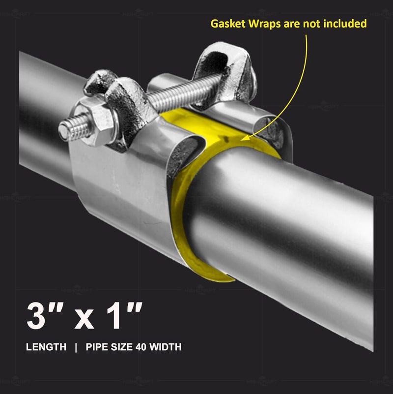 HIGHCRAFT Pipe Repair Clamp 1'', IPS Single Bolt, 3” Long, Stainless Steel (5 Pack) - Image 3