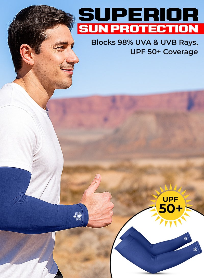 FIT TRIBE 3 Pack UV Protection Cooling Arm Sleeves for Men & Women - Sunblock, Breathable Compression Sleeves for Golf, Basketball, Driving, Cycling, Hiking & Outdoor Sports (Black, Grey, Blue) - Image 2