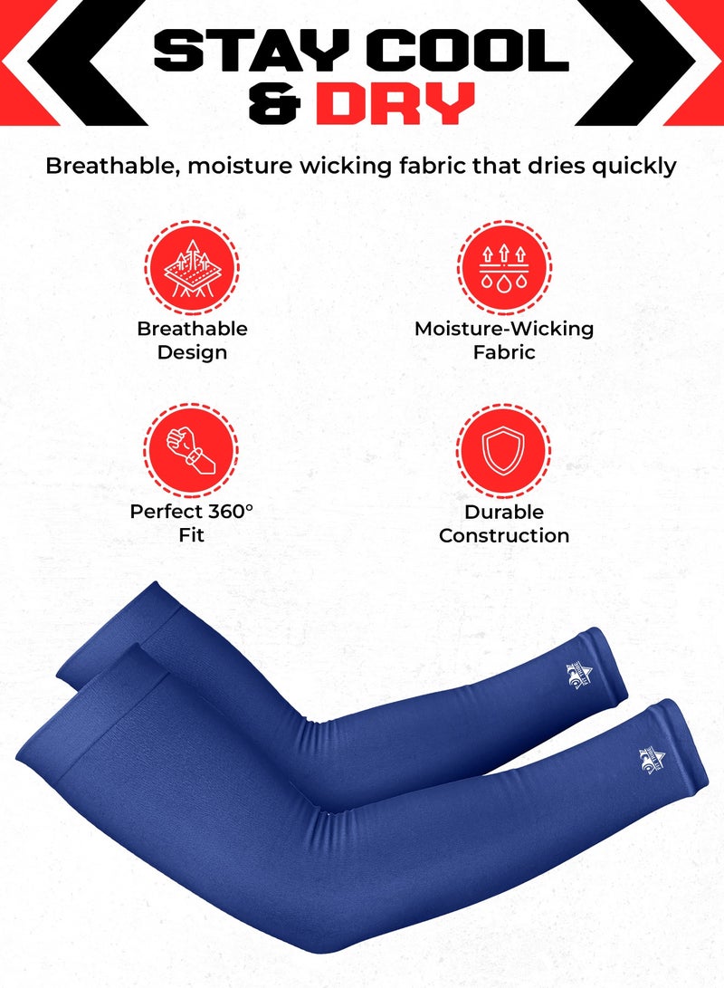 FIT TRIBE 3 Pack UV Protection Cooling Arm Sleeves for Men & Women - Sunblock, Breathable Compression Sleeves for Golf, Basketball, Driving, Cycling, Hiking & Outdoor Sports (Black, Grey, Blue) - Image 4