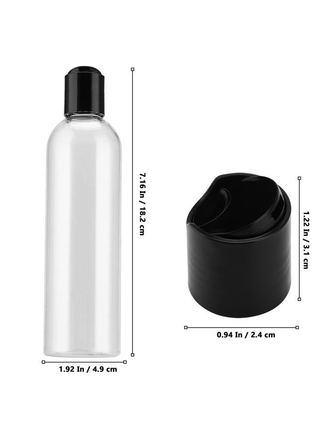 MUKLEI 40 Pack 8 Oz Small Plastic Liquid Containers with Disc Top Caps, Refillable Clear Travel Squeeze Lotion Bottles with Black Bulk Disc Cap for Shampoo, Body Wash, Creams, Soap - Image 2