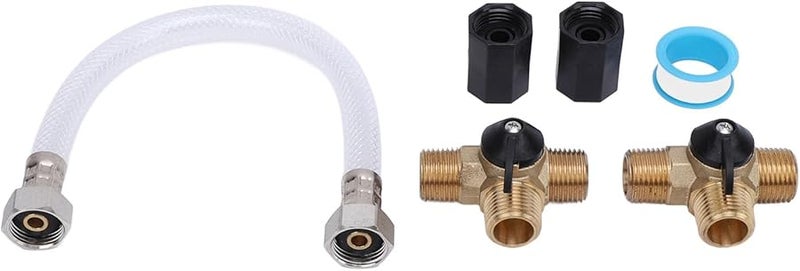 Brass RV Water Heater Bypass Kit with 12 Inch Hose and Fittings for Winter - Image 2