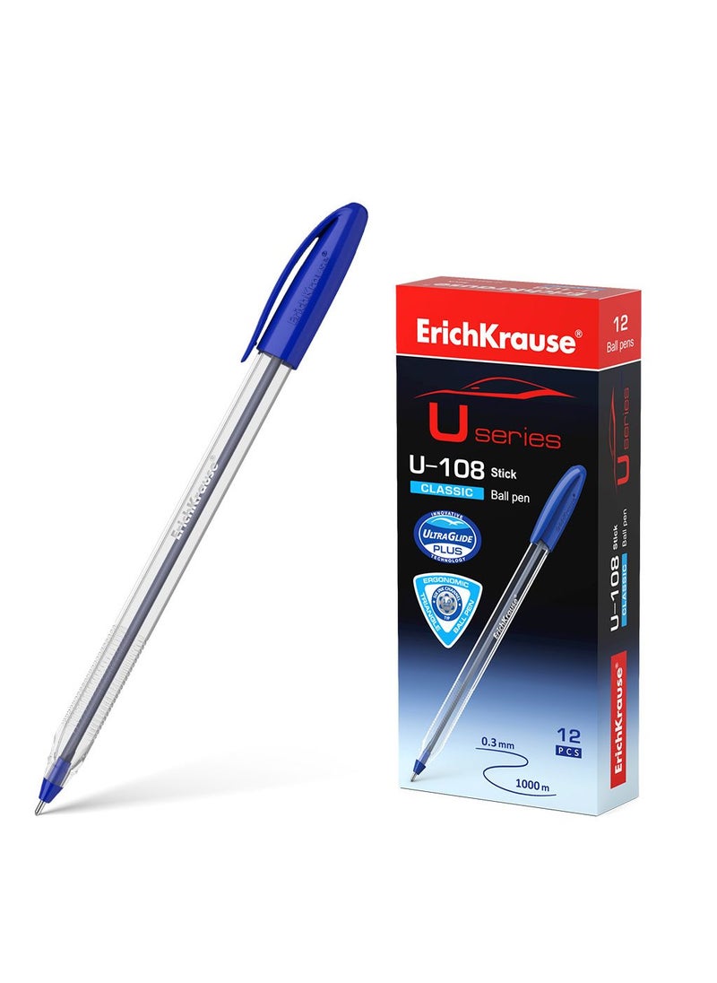 Ballpoint pen U-108 Stick Classic 1.0, Ultra Glide Technology, ink color: blue (box 12 pcs.) - pzsku/Z8C5EF0F0D24A8883DC85Z/45/_/1716540714/5625b646-2ed2-4140-8a11-67f19e86bc8d