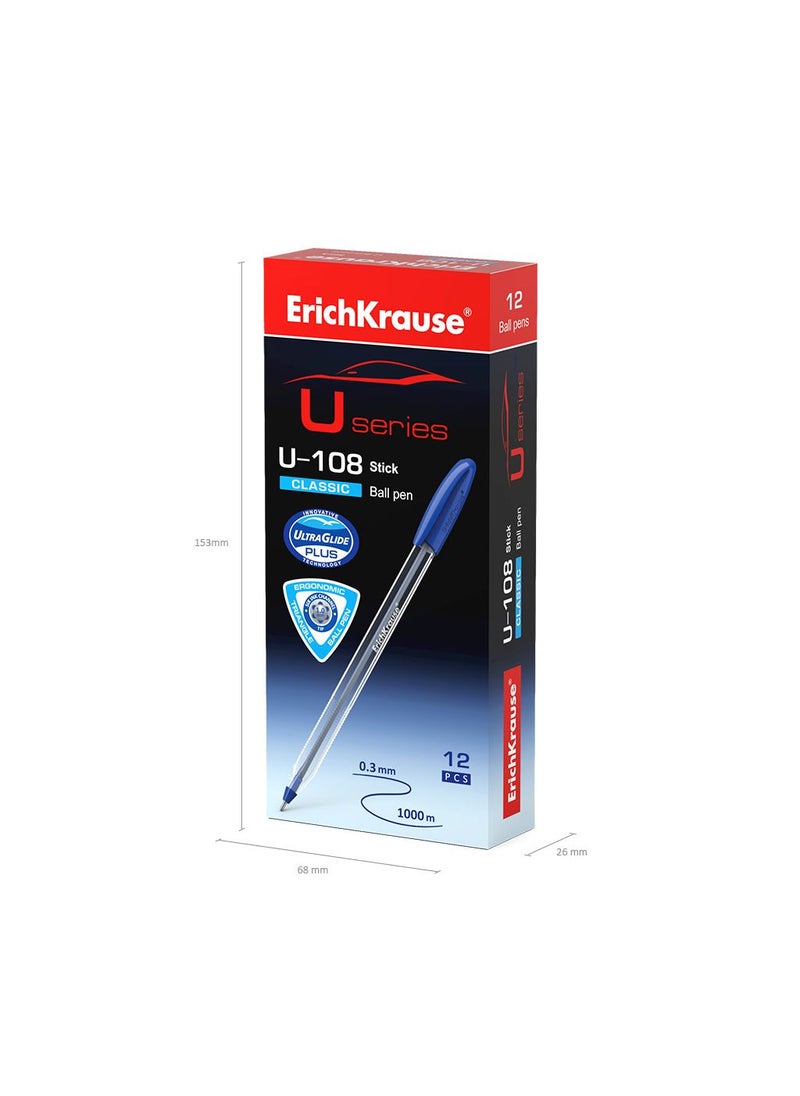 Ballpoint pen U-108 Stick Classic 1.0, Ultra Glide Technology, ink color: blue (box 12 pcs.) - pzsku/Z8C5EF0F0D24A8883DC85Z/45/_/1718809375/bf4b1357-d669-485c-86be-bbc7383f6f48