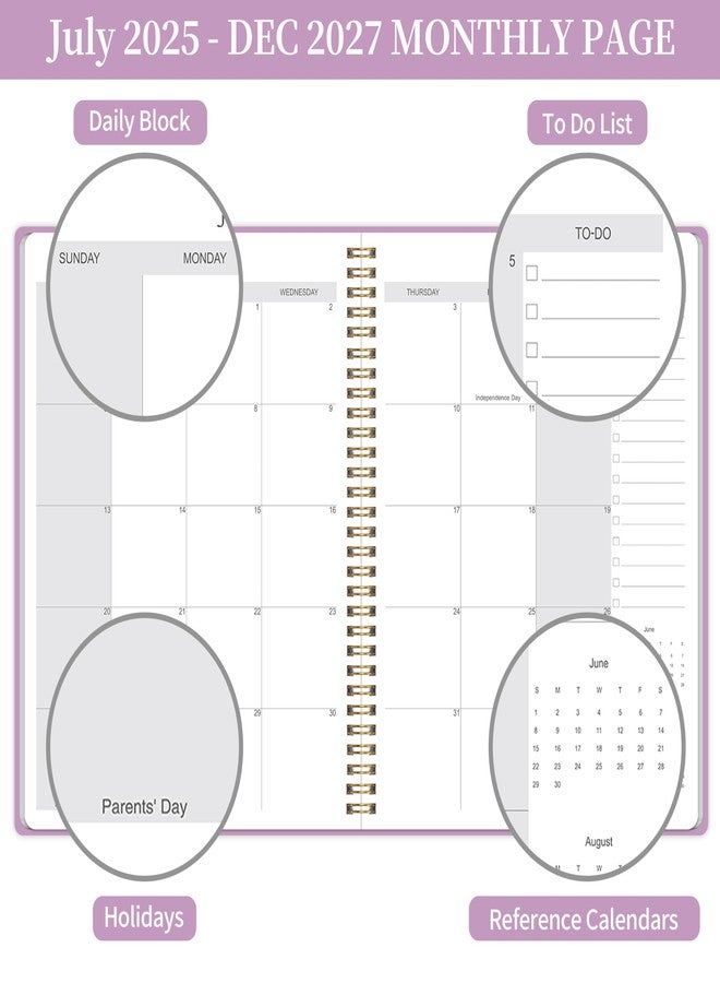 Kamoy Monthly Planner 2025-2027 - 2 Year Monthly Planner Calendar 2025-2027, July 2025 - June 2027, 7.3" * 9.5", 24 Months Calendar Planner with Waterproof Cover＆Spiral Bound, for Office, School Home - Image 4