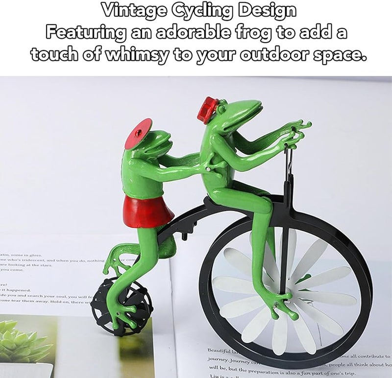 عجلة الرياح العتيقة للضفدع الدراج مصنوعة من سبيكة حديدية متينة لديكور الحدائق والفسحات الخارجية - Image 5