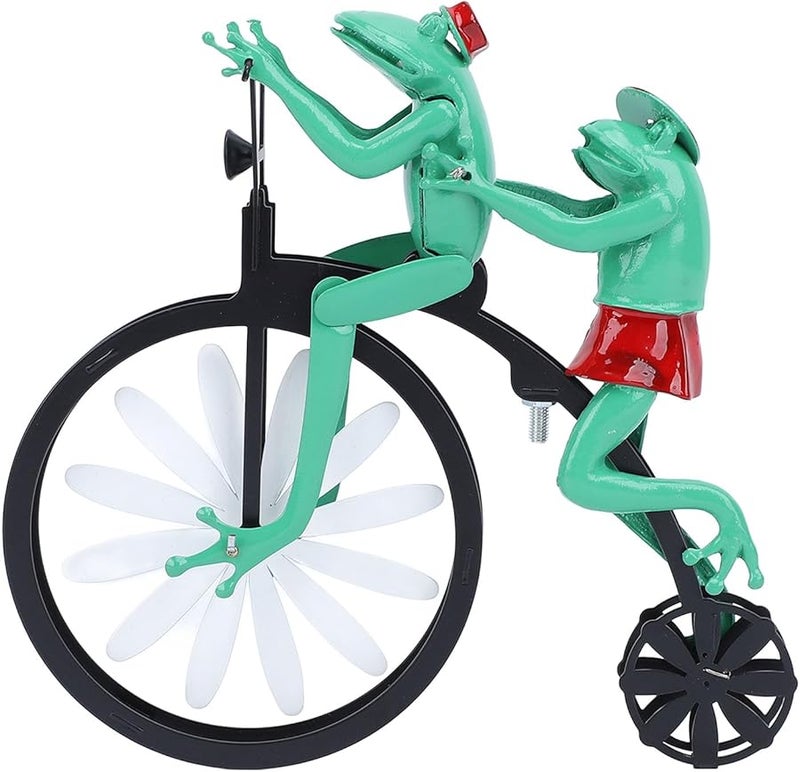 عجلة الرياح العتيقة للضفدع الدراج مصنوعة من سبيكة حديدية متينة لديكور الحدائق والفسحات الخارجية - Image 3
