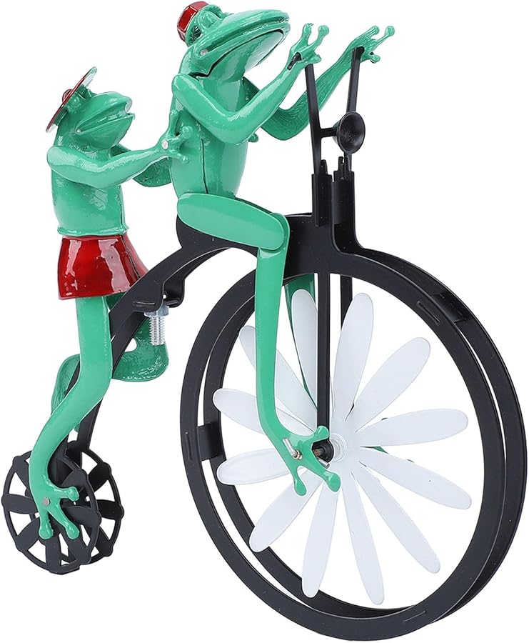 عجلة الرياح العتيقة للضفدع الدراج مصنوعة من سبيكة حديدية متينة لديكور الحدائق والفسحات الخارجية - Image 4