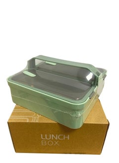 Brain Giggles BrainGiggles 2 Compartments Stainless Steel With Handle Lunch Box with Removable Inner Tray Bento Box for Kids Adults Multifunctional Air Tight Food Container - Green  - Image 5