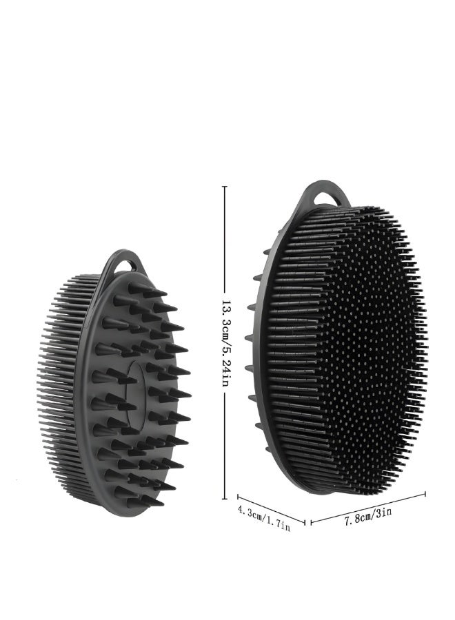 Upgrade Body Scrubber and Hair Shampoo Brush, All in One, Premium Silicone Loofah, Exfoliating Body Brush, Shower Scrubber for Body, Scalp Massager for Women, Men, Pet (1PC Black) - Image 5