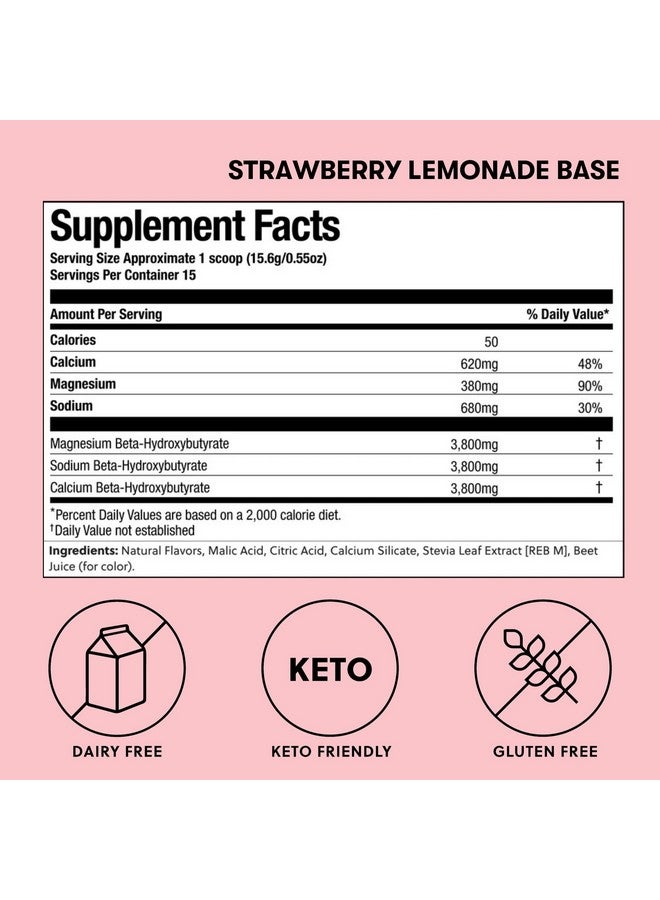 Perfect Keto Exogenous Ketones Powder, BHB Salts Supplement for Ketosis & Fasting, Electrolytes for Hydration, Caffeine Free Energy, Keto Diet, Focus & Workout Support, Strawberry Lemonade, 8.57 oz - Image 1