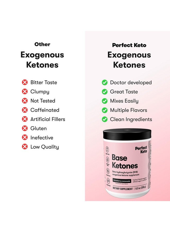 Perfect Keto Exogenous Ketones Powder, BHB Salts Supplement for Ketosis & Fasting, Electrolytes for Hydration, Caffeine Free Energy, Keto Diet, Focus & Workout Support, Strawberry Lemonade, 8.57 oz - Image 2