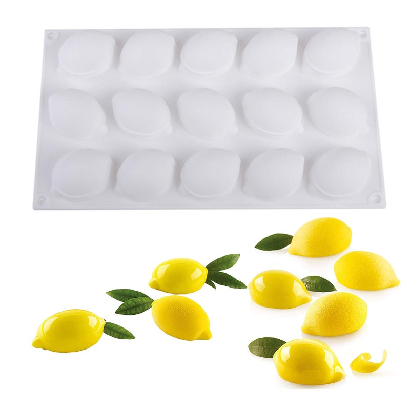 OCPO KITCHEN Lemons Silicone Mold for Baking Mousse Cake, Candy, Chocolate Dessert, Pastry, Ice Cream, Pudding, Lemon (15-Cavity) - Image 1