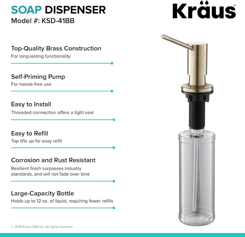Kraus موزع صابون ومرطب في نحاس مصقول، KSD-41BB - Image 3